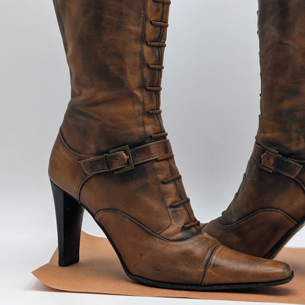Brown/black Via Spiga black leather boots Size: 7